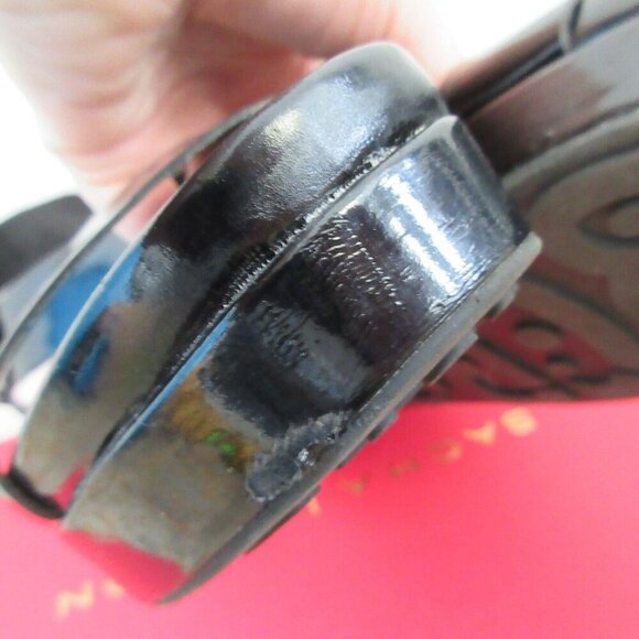 BCBG Girls Patty Women 7 Black Sandals Open Toe Wedge Heel Chunky y2k Brat 548 - Picture 8 of 9